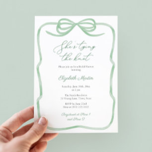 Sage Green Bow Sie bindet das Brautparty des Knote Einladung