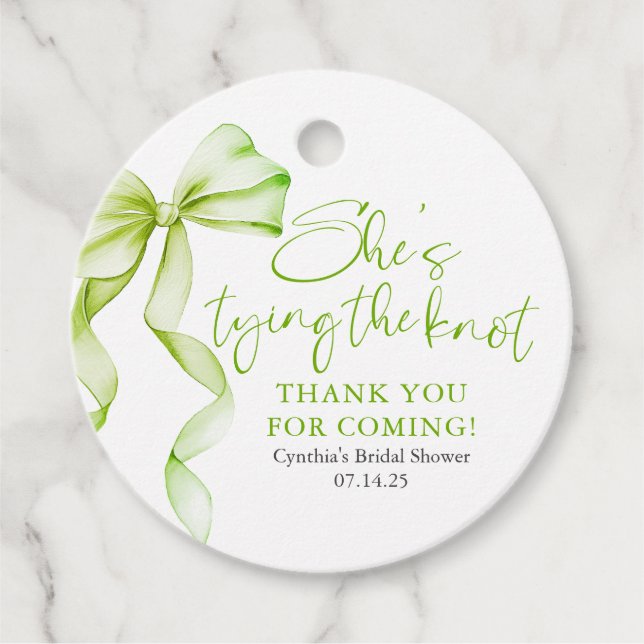 Sage Green Bow Sie bindet das Brautparty des Knote Geschenkanhänger (Vorderseite)