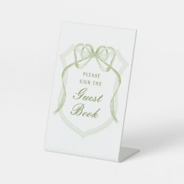 Sage Green Bow Wappen Gästebuch Sockelschild