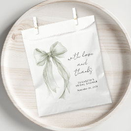 Sage Green Bow Watercolor Bridal Shower Thank You Geschenktütchen