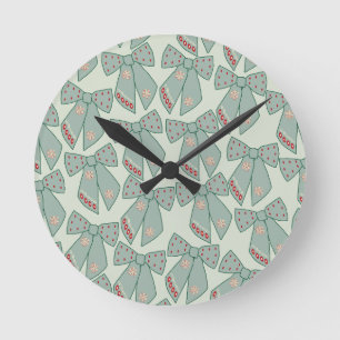 Sage Green Bows Runde Wanduhr