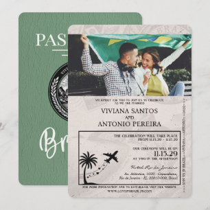 Sage Green Brasilien Pass Einladung Hochzeit