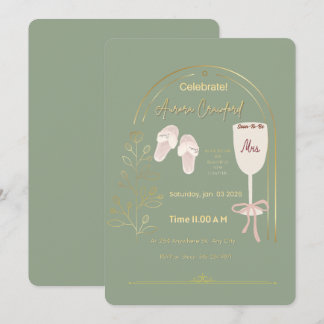 Sage Green Bridal Shower Invitation | Elegant Bota Einladung