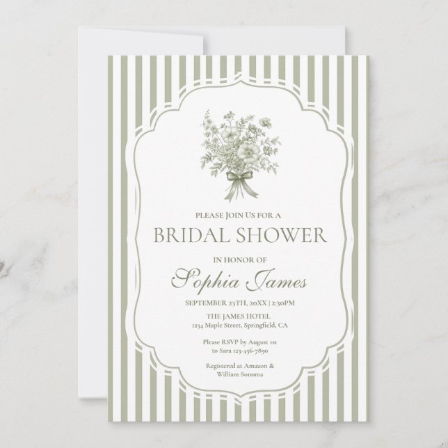 Sage Green Bridal Shower Invitation Template Boho Einladung (Vorderseite)