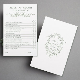 Sage Green 'Bridge or Groom' Brautparty Game