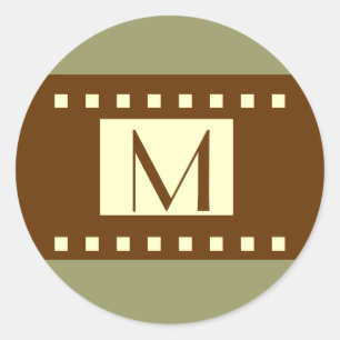 Sage Green Brown Cream Monogram Wedellabel Runder Aufkleber