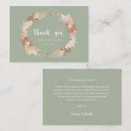 Sage Green Budget Hochzeit Boho Kranz danke Ihnen Mitteilungskarte