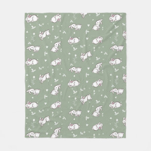 Sage Green Bunny Gemustert Fleece Blanket