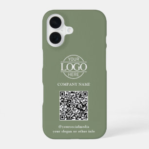Sage Green Business-Logo & QR-Code Werbeartikel iPhone 16 Hülle