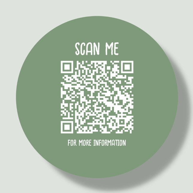 Sage Green | Business QR Code Scannable Runder Aufkleber (Von Creator hochgeladen)
