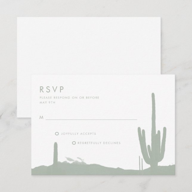 Sage Green Cactus Desert Wedding RSVP Karte (Vorne/Hinten)