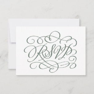 Sage Green Calligraphie Mariage Repas Carte RSVP