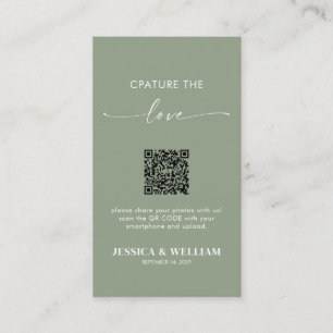 Sage Green Calligraphy Capture the Liebe QR Code Begleitkarte
