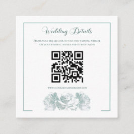 Sage Green Calligraphy QR Code Wedding Begleitkarte