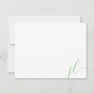Sage Green Calligraphy Script Two Initials Mitteilungskarte