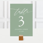 Sage Green Calligraphy Wedding Tischnummer<br><div class="desc">Sage Green Calligraphy Wedding Tischnummer</div>