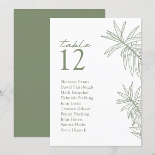 Sage Green Carte de siège de table botanique moder