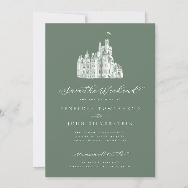 Sage Green Castle Save The Date (Vorderseite)