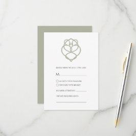 Sage Green Celtic Irish Swan Liebe Knot Wedding RSVP Karte