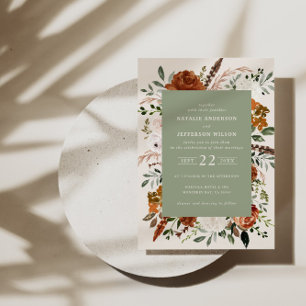 Sage green chic floral elegante Hochzeitsdetails Q Einladung