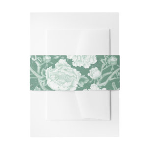 Sage Green Chinoiserie Blumengarten Rokoko Einladungsbanderole