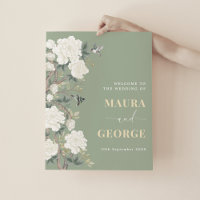 Sage Green Chinoiserie Blumenzehen Willkommen