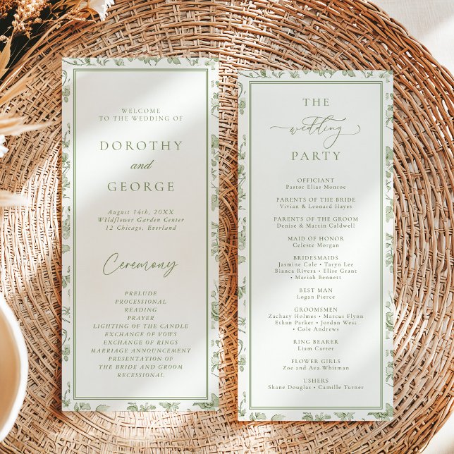 Sage Green Chinoiserie Hochzeitsprogramm Einladung (Von Creator hochgeladen)