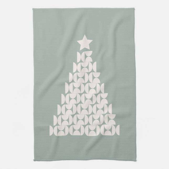 Sage Green Christmas Tree Geschirrtuch (Vertikal)