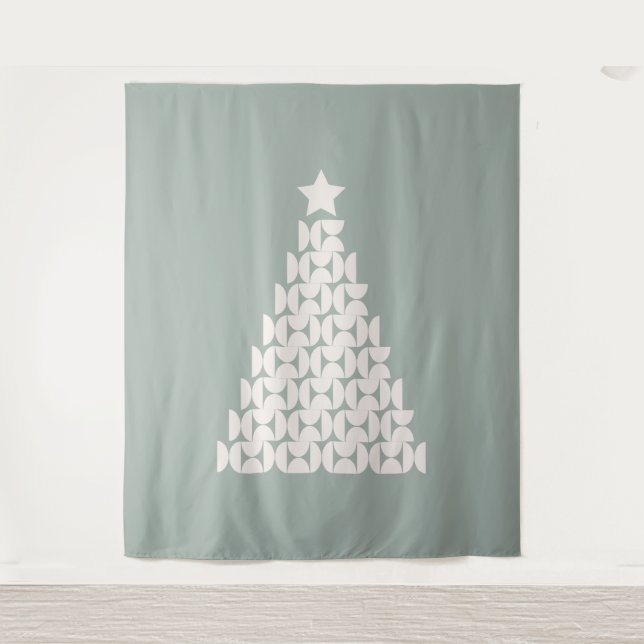 Sage Green Christmas Tree Wandteppich (Vorderseite)