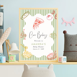 Sage Green Ciao Baby Italienische Pizza Baby Showe Poster