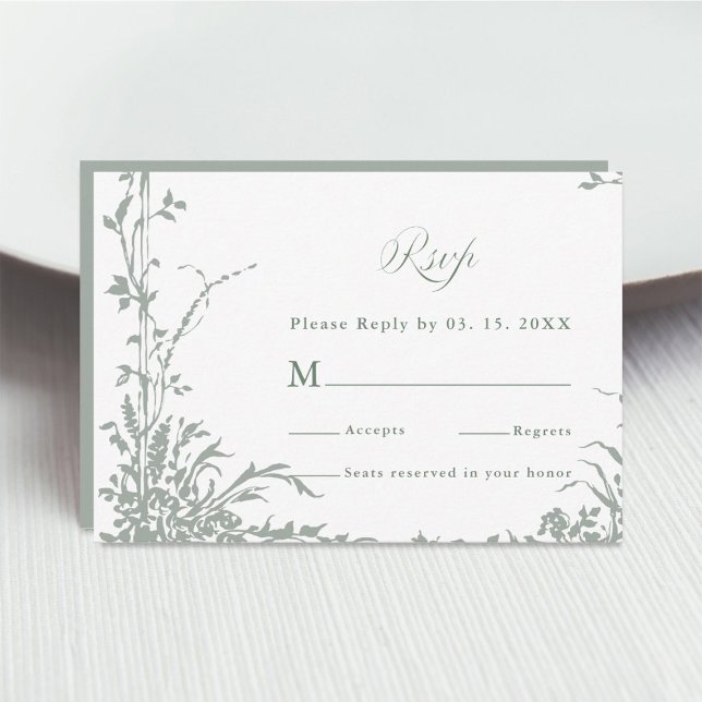 Sage Green Classic Floral Frame Wedding RSVP (Von Creator hochgeladen)