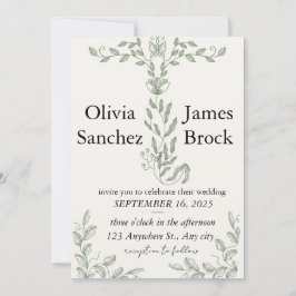 Sage Green Classic Floral Wedding Invitation Einladung