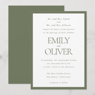 Sage Green Classic Frame Wedding Parents Host Einladung