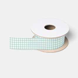 Sage Green Classic Gingham Checked Pattern Satinband