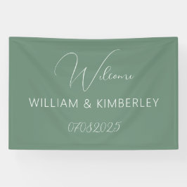 Sage Green Classic Rustic Simple Modern Wedding Banner
