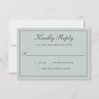 Sage Green Classic Simple Elegante Wedding UAWG RSVP Karte