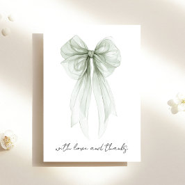Sage Green Coquette Bow Wasserfarbe Brautparty Dankeskarte