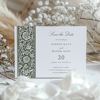 Sage Green Cream William Morris Save the Date Einladung