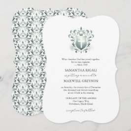 Sage Green Crest Hochzeits Einladungen Christlich
