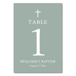 Sage Green Cross Boy Tauferkarte Tischnummer