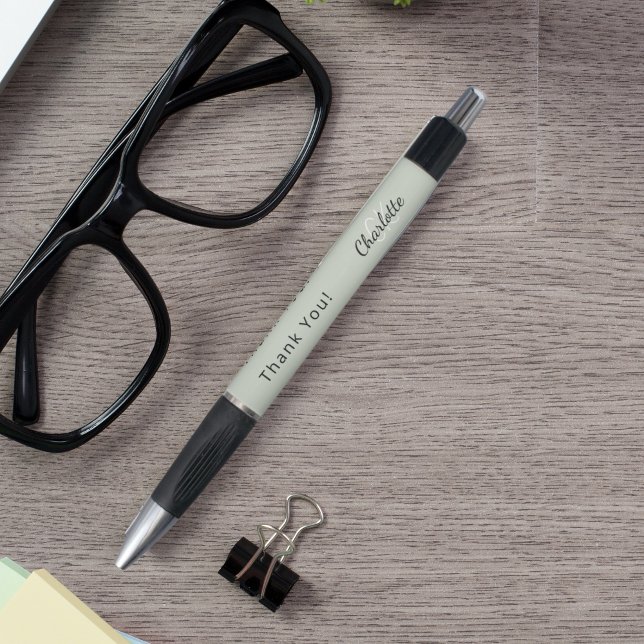 Sage green custom monogram name Vielen Dank Kugelschreiber (Von Creator hochgeladen)