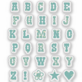 Sage Green Dainty Floral Monogram Alphabet Letters Aufkleber