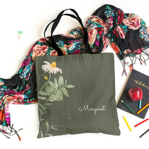 Sage Green Daisy Floral Minimal Tasche