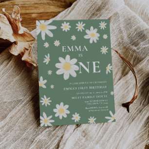 Sage Green Daisy Première 1ère invitation Annivers