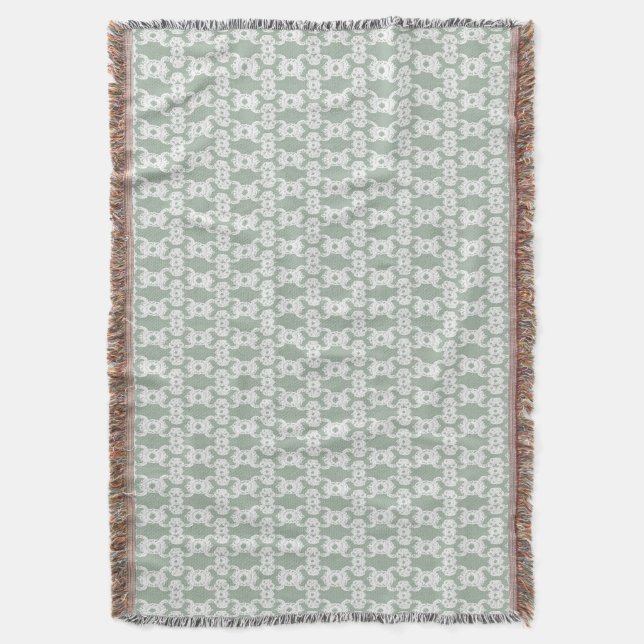 Sage Green Damask Decke (Vorderseite Vertikal)