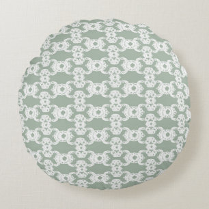 Sage Green Damask Rundes Kissen