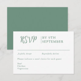 Sage Green Decorative Wedding Calligraphy RSVP Karte