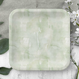 Sage Green Delicate Wasserfarbe Textur Pappteller