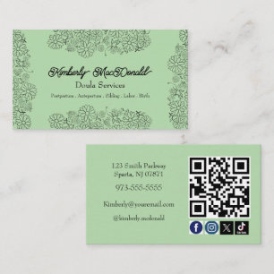 Sage Green Doula-Dienstleistungen Social Icon QR-C Visitenkarte