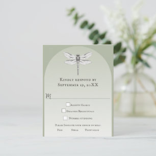 Sage Green Dragonfly Hochzeit RSVP Karte